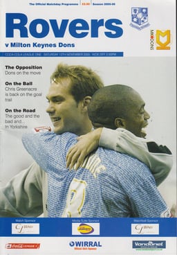Tranmere Rovers v Milton Keynes Dons Match Programme 2005-11-12